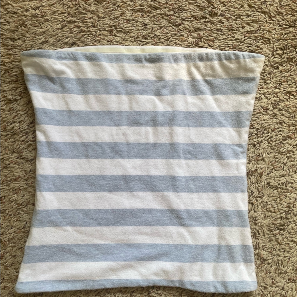 Blue and White Striped Tube Top